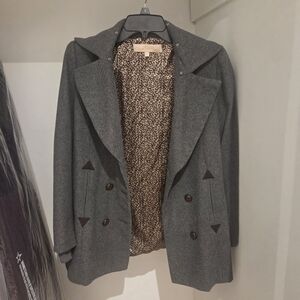 Casual Basic Sfera Gray Double-Breasted Wool Pea Coat